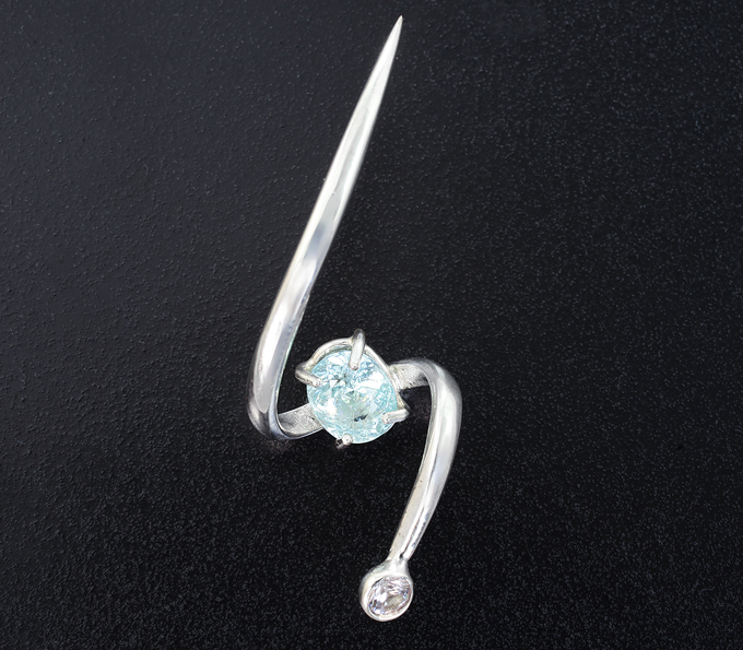 Серебро 925 Кулон с параиба турмалином 0,91 карата и лейкосапфиром