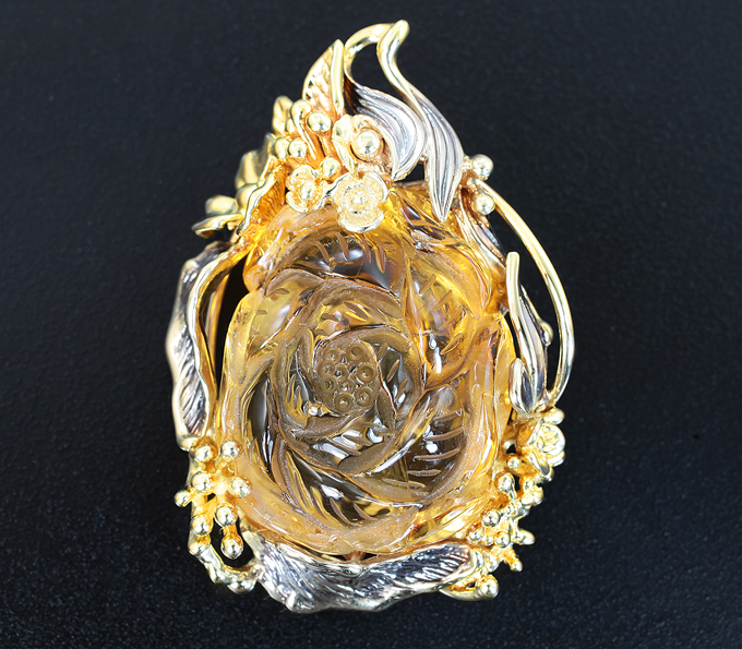 Золото Кулон с резным цитрином 49,65 карата