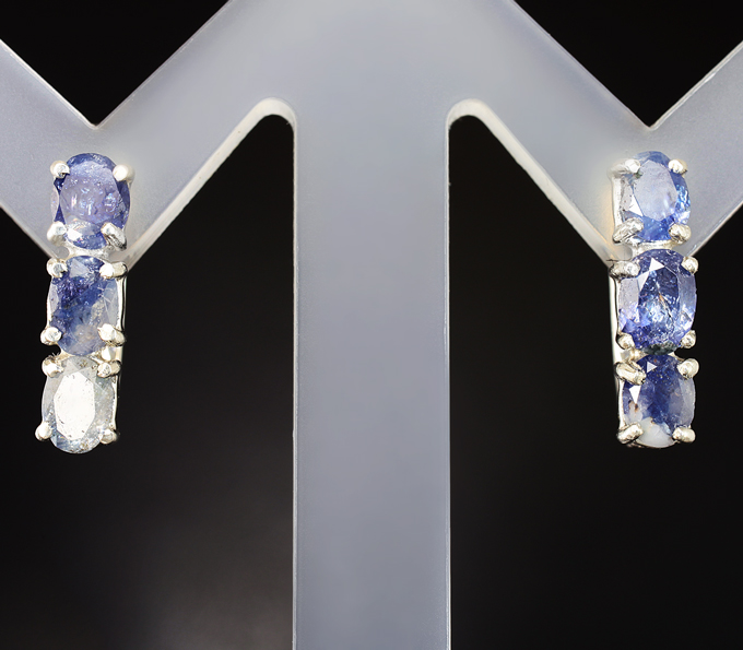 Серебро 925 Серьги с бенитоитами