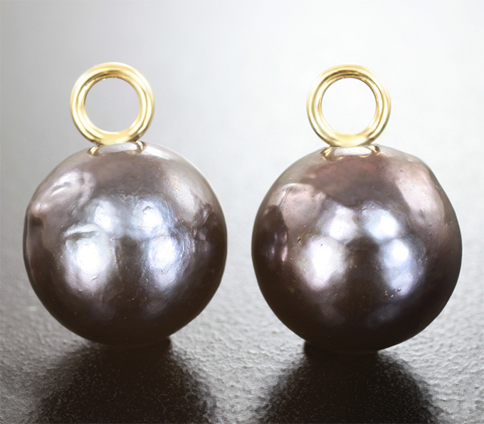 Золото Подвесы для серег с цветным морским жемчугом 23,7 карата