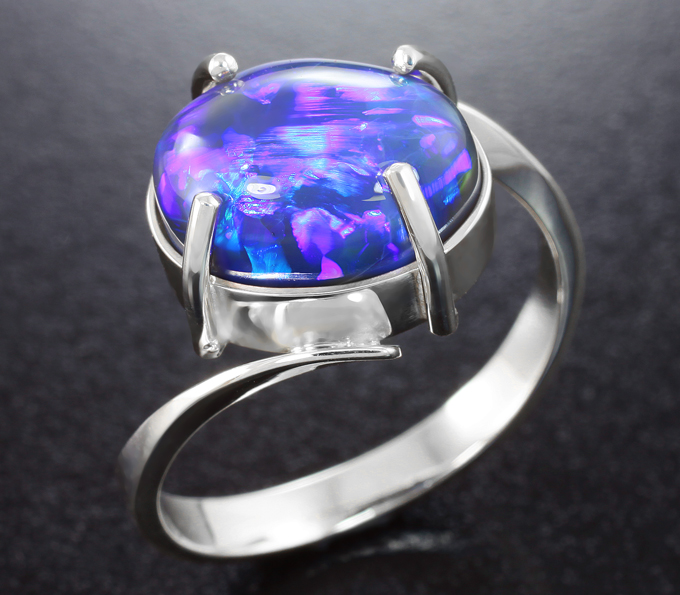 Серебро 925 Кольцо с австралийским solid опалом 6 карат