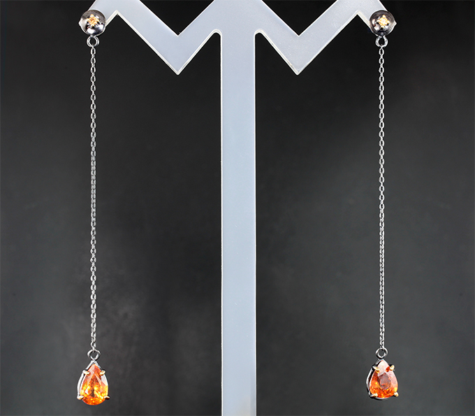 Серебро 925 Серьги со спессартинами «фанта» 4,38 карата и оранжевыми сапфирами