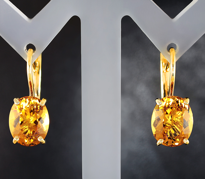 Золото Серьги с гелиодорами 5,35 карата