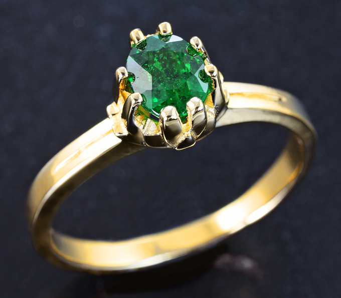 Золото Кольцо с цаворитом 0,75 карата