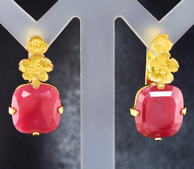 Золото Серьги с родонитами 10,37 карата