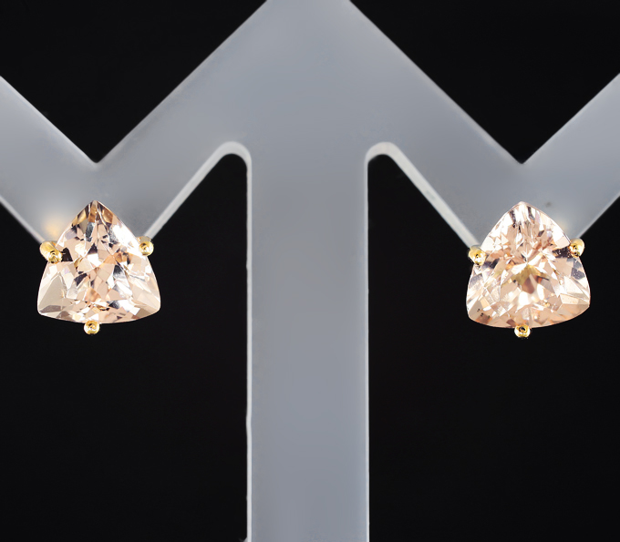 Золото Пусеты с морганитами 3,37 карата