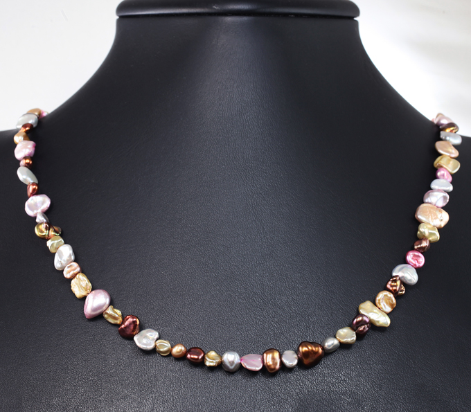 Серебро 925 Колье с разноцветным жемчугом 90,42 карата