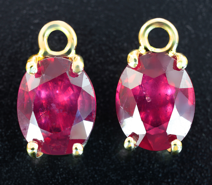 Золото Подвесы для серег с рубинами 6,98 карата