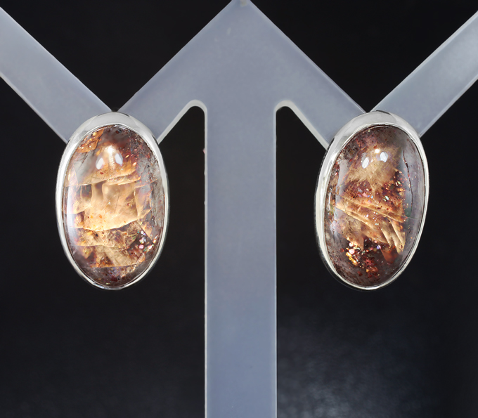 Серебро 925 Серьги с солнечными камнями 16,44 карата