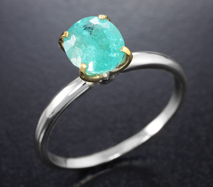 Серебро 925 Кольцо с параиба турмалином 1,3 карата