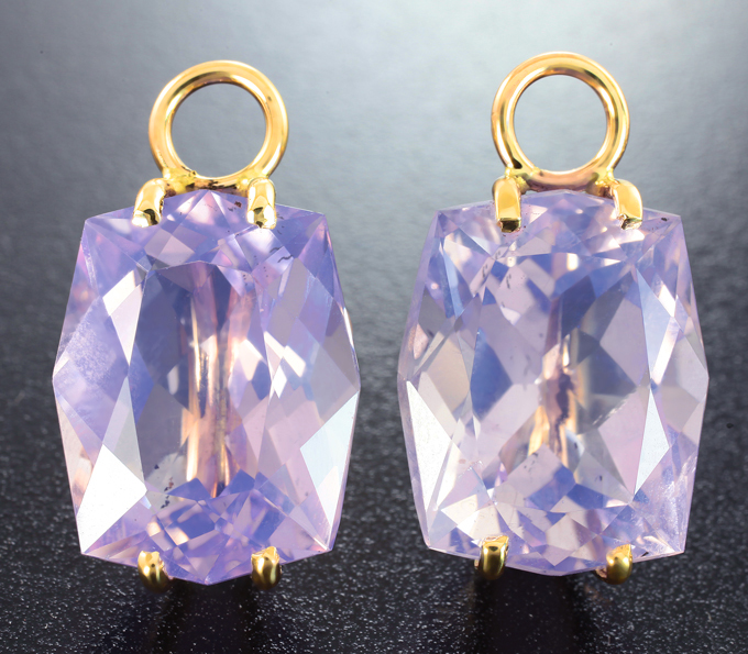 Золото Подвесы для серег с лавандовыми аметистами 26,54 карата