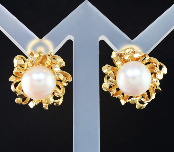Золото Серьги с жемчугом 12,71 карата