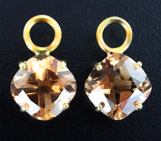 Золото Подвесы для серег с необлагороженными топазами 10,09 карата
