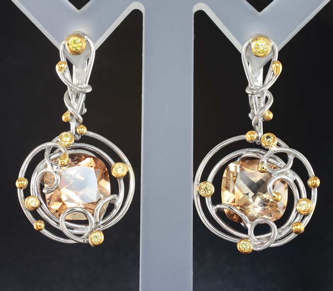 Серебро 925 Серьги с империал топазами 10,12 карата