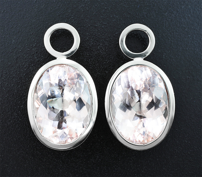 Золото Подвесы для серег чистейшими крупными морганитами 25,42 карата