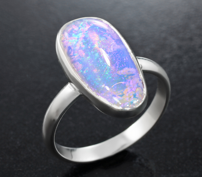 Серебро 925 Кольцо с австралийским solid опалом 2,46 карата