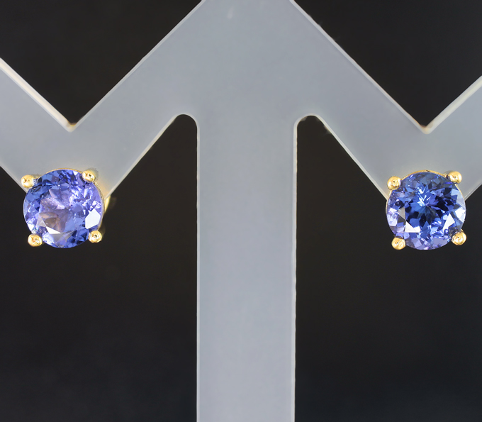 Золото Серьги с танзанитами 1,91 карата