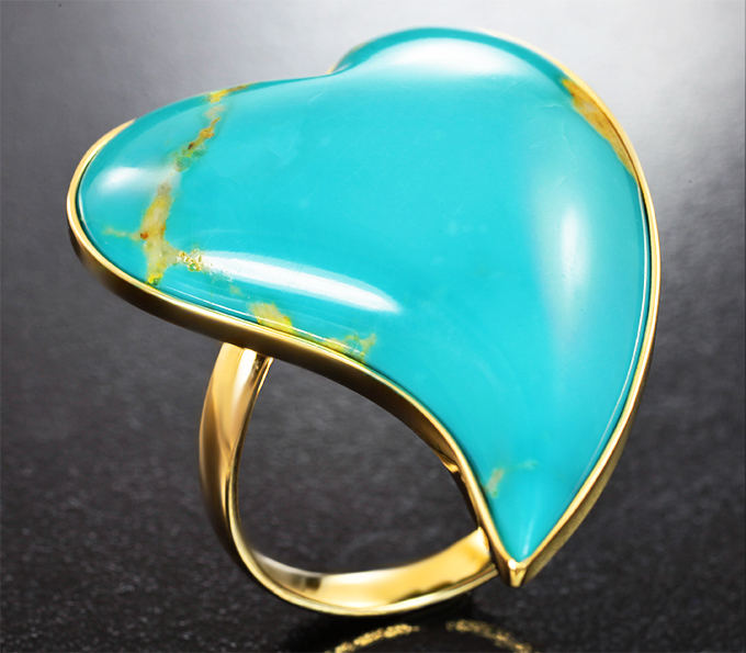 Золото Кольцо с кабошоном армянской бирюзы 28,45 карата