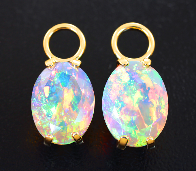 Золото Подвесы для серег с ограненными эфиопскими опалами 6,1 карата