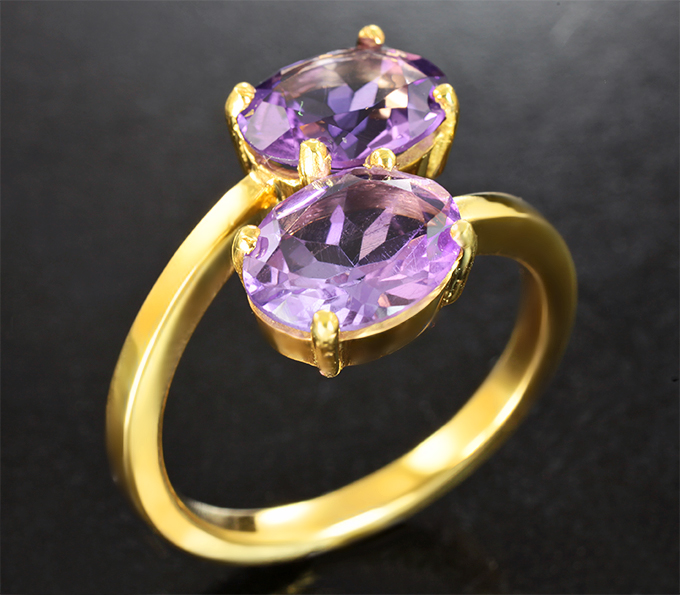 Серебро 925 Кольцо с аметистами 3,75 карата