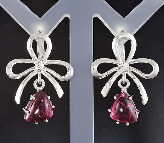 Серебро 925 Серьги с забайкальскими турмалинами 9,27 карата и бриллиантами