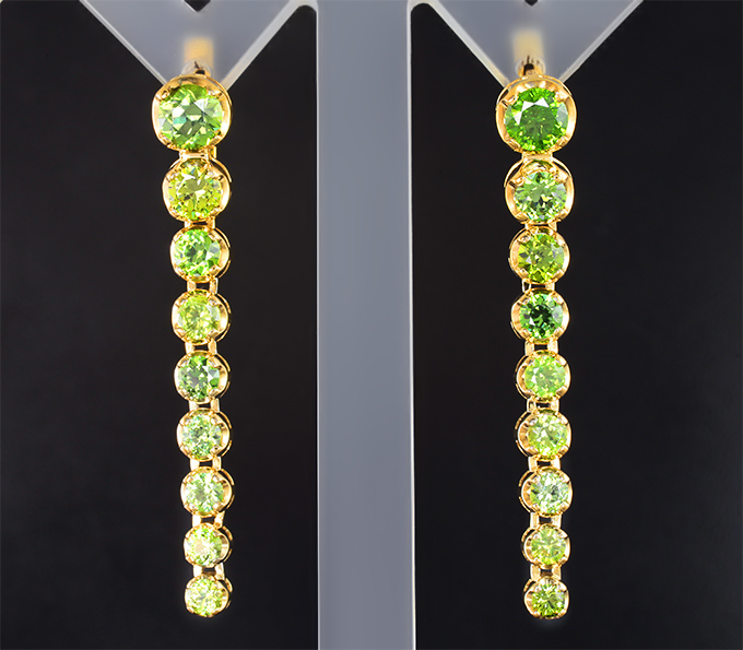 Золото Серьги с уральскими демантоидами 4,6 карата