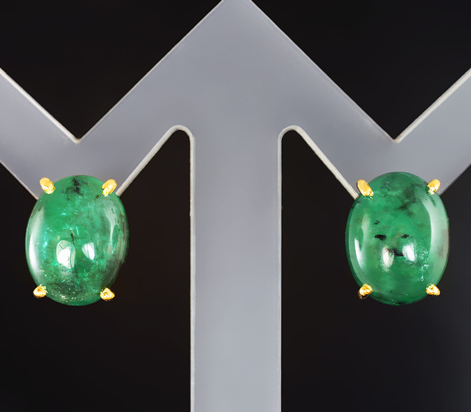 Золото Пусеты с уральскими изумрудами 7,93 карата