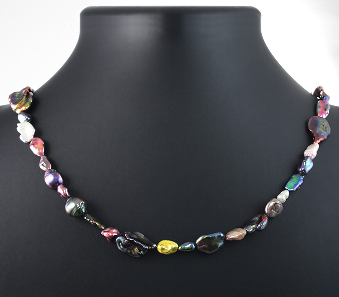 Золото Колье с разноцветным жемчугом барокко 92,87 карата