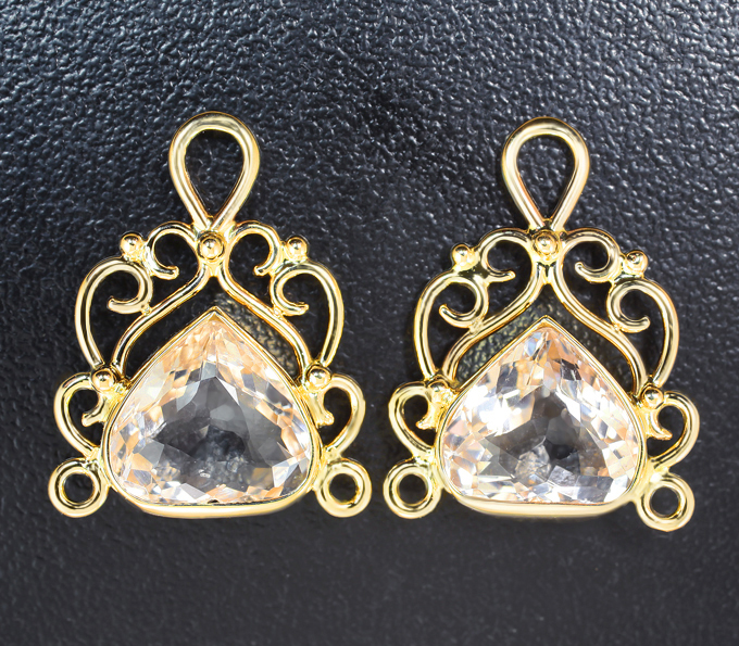 Золото Подвесы для серег с морганитами 6,7 карата