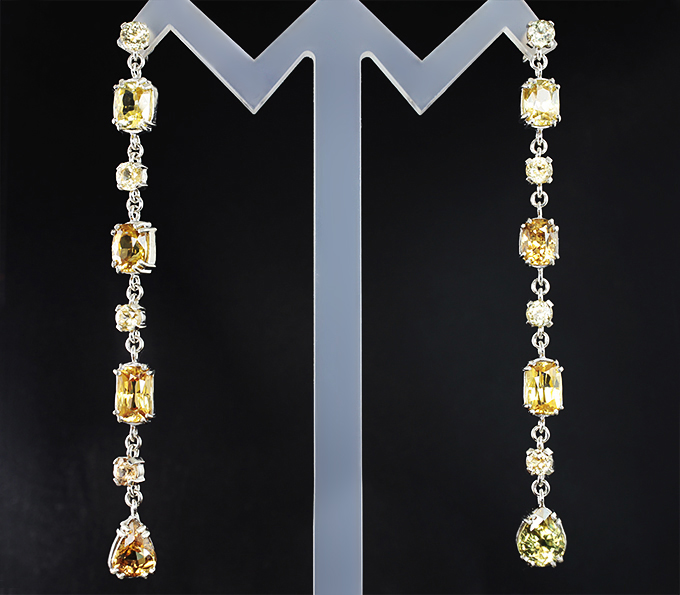 Серебро 925 Серьги с желтыми цирконами 24,43 карат