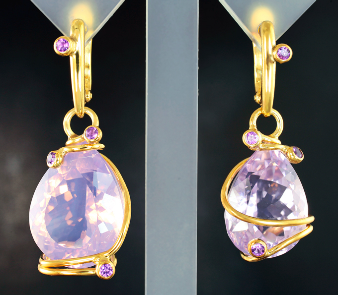 Серебро 925 Серьги с лавандовыми 27,88 карата и фиолетовыми аметистами