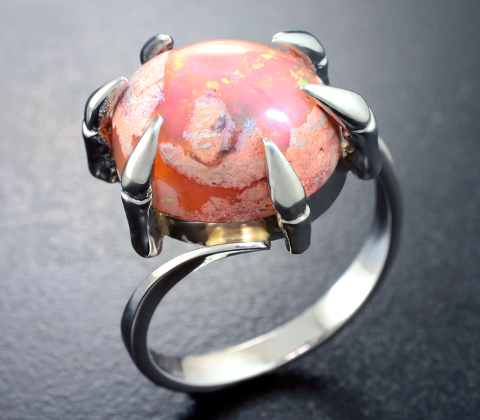 Золото Кольцо с мексикаским jelly опалом 7,46 карата