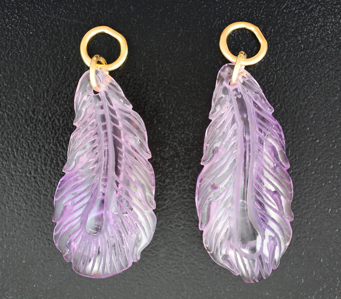 Золото Подвесы для серег с резными аметистами 26,25 карата