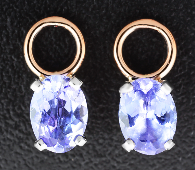 Золото Подвесы для серег с танзанитами 1,62 карата