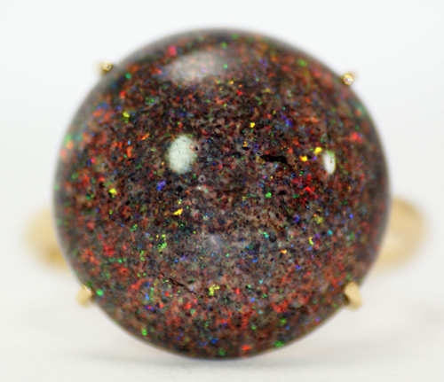 Золото Кольцо с драгоценным черным опалом