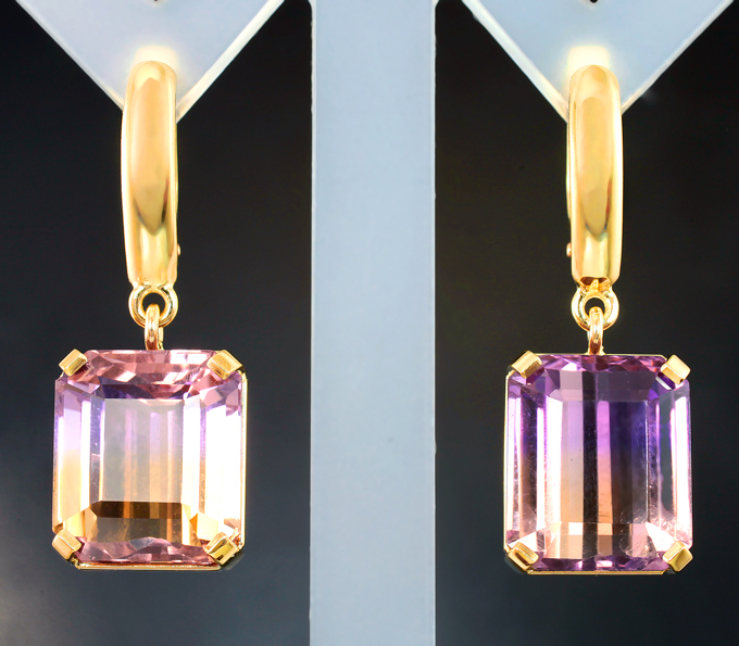 Золото Серьги с аметринами 22,05 карата