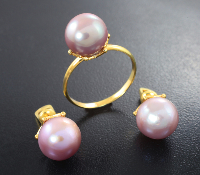 Серебро 925 Комплект с цветным морским жемчугом барокко 22,52 карата