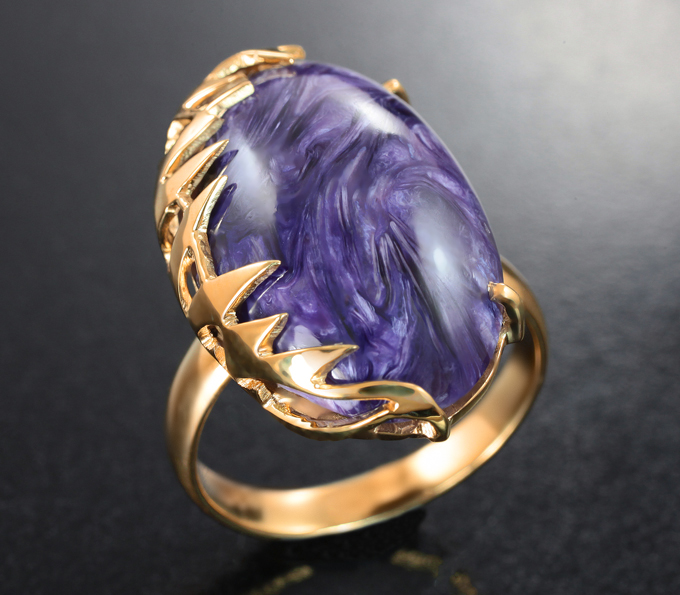 Серебро 925 Кольцо с чароитом 15,2 карата