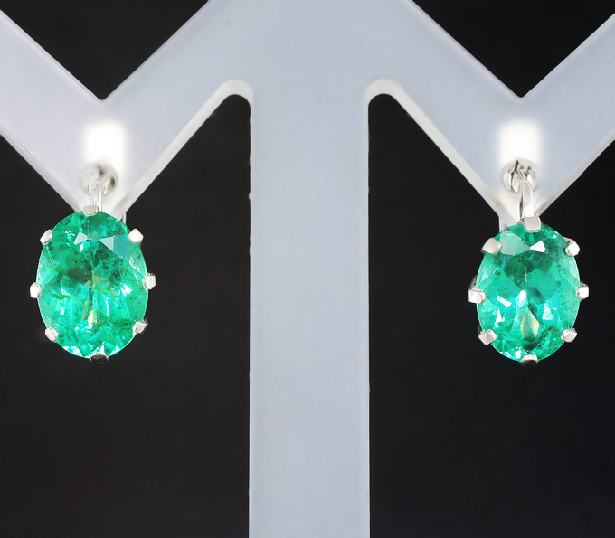 Серебро 925 Серьги с «неоновыми» апатитами 4,26 карата