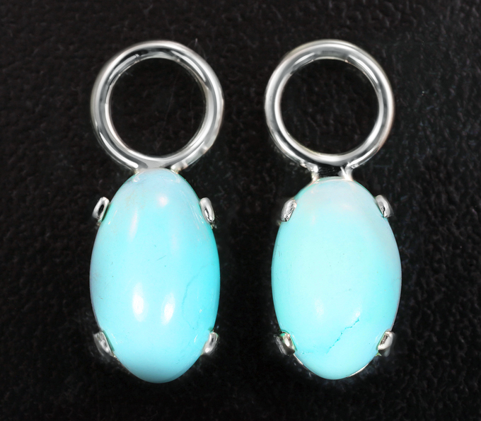 Золото Подвесы для серег с кабошонами армянской бирюзы 3,95 карата