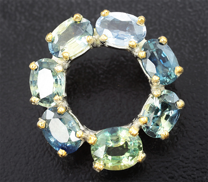 Серебро 925 Кулон с полихромными сапфирами 4,12 карата