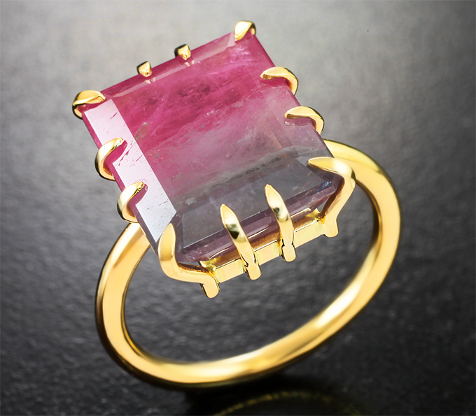 Золото Кольцо с арбузным турмалином 8,75 карата 