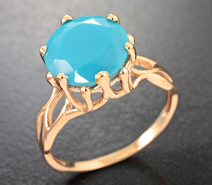 Золото Кольцо с ограненной армянской бирюзой 2,38 карата