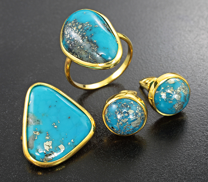 Серебро 925 Комплект с армянской бирюзой 25,35 карата