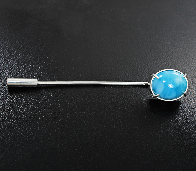 Серебро 925 Брошь с ларимаром 11,71 карата
