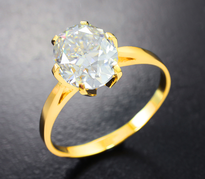 Золото Кольцо с муассанитом топовой огранки 2,71 карата