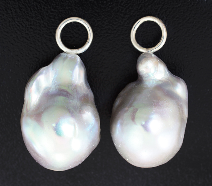 Серебро 925 Подвесы для серег с морским жемчугом барокко 47,28 карата