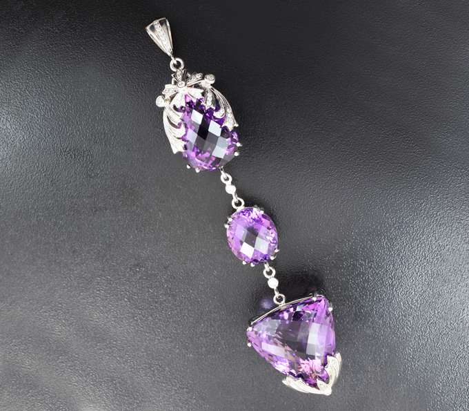 Золото Кулон с аметистами 72,76 карата и бриллиантами