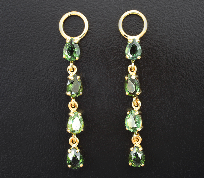 Золото Подвесы для серег с турмалинами 2,67 карата