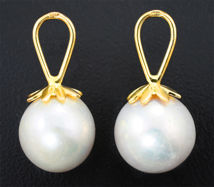 Золото Подвесы для серег с морским жемчугом барокко 27,43 карата